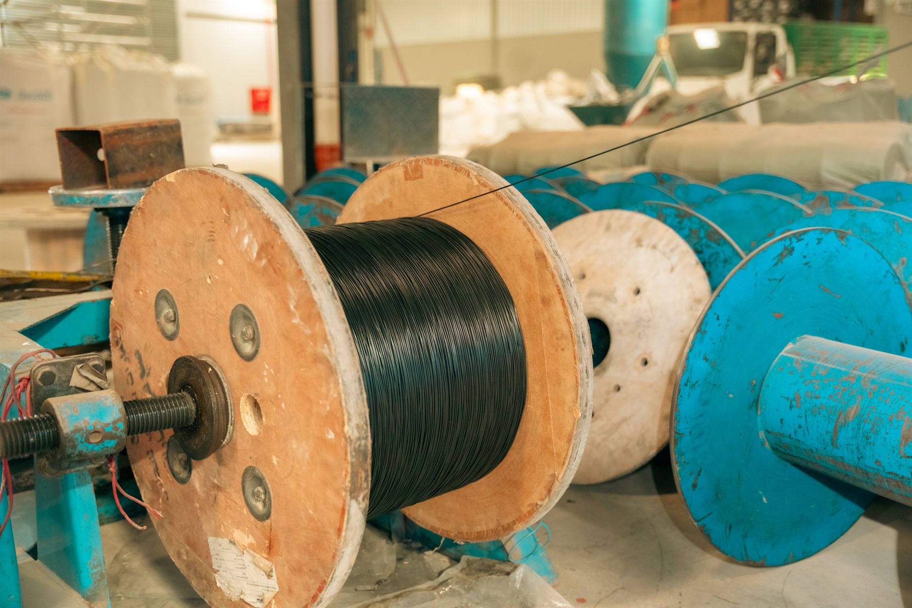 Finished wire on spools